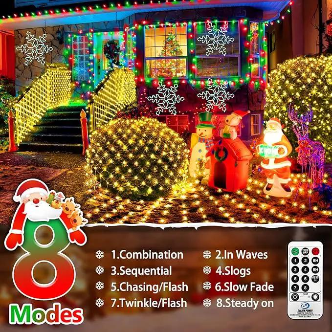 KNONEW 2-Pack 360 LEDs Christmas Net Lights 13ft x 6.6ft Outdoor Mesh Connectable Waterproof 8 Modes & Timer Plug-in Fairy Lights for Bushes Garden Party Wedding Holiday, Warm White by GreenHaven Gardens