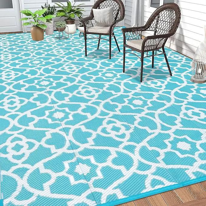 HEBE Outdoor Rug Waterproof 8x10, Plastic Straw Rug Camping Rug, Reversible Outdoor Patio Rugs RV Mat Clearance, Indoor Outside Floor Carpet for Porch,Deck,Camper,Balcony,Backyard by GreenHaven Gardens