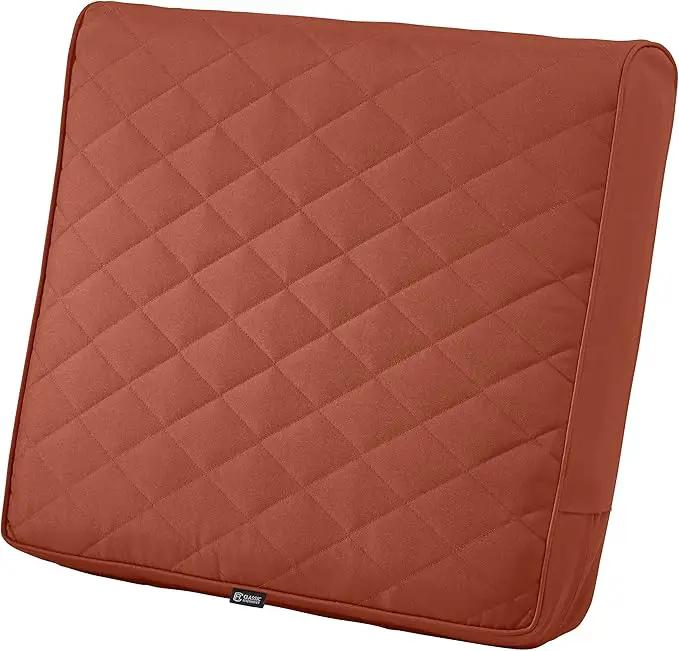 Classic Accessories Montlake FadeSafe Water-Resistant 25 x 22 x 4 Inch Wide Back Patio Quilted Lounge Cushion, Spice by GreenHaven Gardens