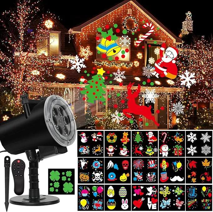 Holiday Projector Light, Syslux Halloween Christmas Projector Lights 16 HD Slides LED Waterproof Light Outdoor Indoor Light with Remote Control for Party Garden Halloween Xmas Holiday Landscape Decor by GreenHaven Gardens