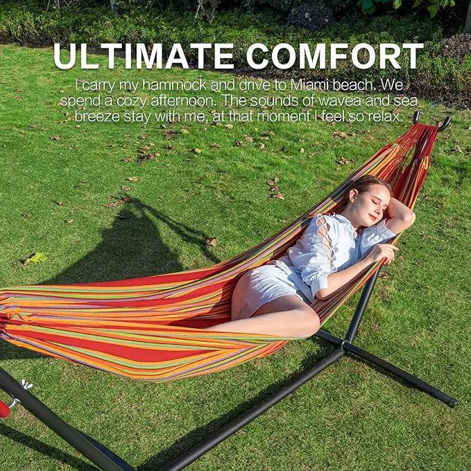PNAEUT Hammocks and Stand Double (Red) by GreenHaven Gardens