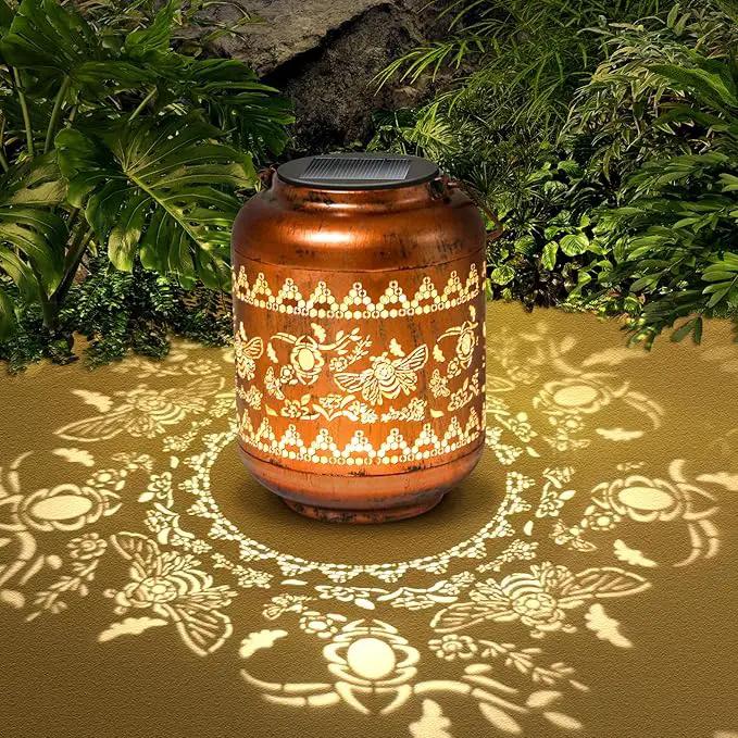 Bee Solar Lanterns Outdoor Hanging Waterproof Bee Garden Decor Christmas Gifts for Women Mom Grandma Metal Solar Lights Decoration Outside for Yard, Patio,Pathway Landscape by GreenHaven Gardens