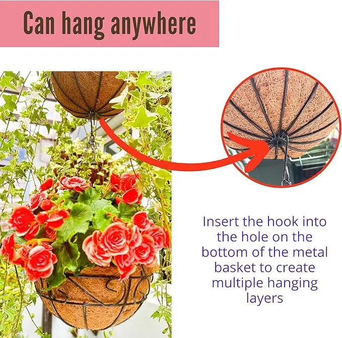 LaLaGreen Hanging Planter for Outdoor Plants (6 Pack, 10 Inch) Hanging Baskets with Coco Liner, Metal Wire Flower Basket Pots with Hook Hanger Balcony Porch Farmhouse Country Style Garden Decor by GreenHaven Gardens