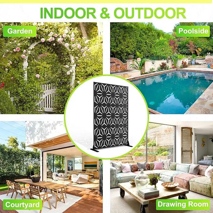 Outdoor Privacy Screen,72" H×47" W Metal Privacy Screen, Freestanding Privacy Fence Panels for Patio by GreenHaven Gardens