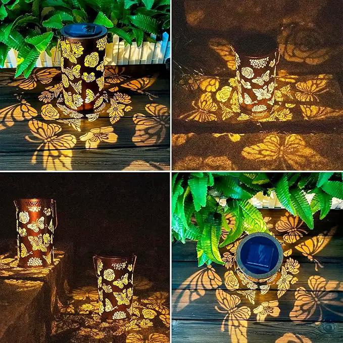 Butterfly Solar Gardening Gifts Lanterns Decorative Outdoor, Flower Pattern Solar Hanging Lights Waterproof, Garden Decor for Women Mom Grandma, Yard Gifts for Patio, Pathway, Landscape by GreenHaven Gardens
