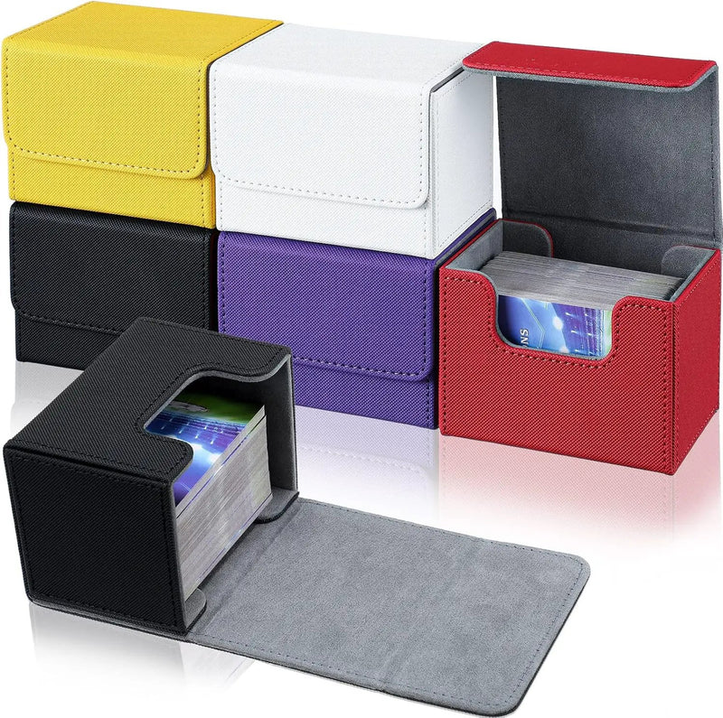 Yookeer 6 Pack Leather Deck Cases 100+ Card Deck Game Box Magnetic Playing Card Storage Box for 100 Plus Cards Compatible with Tcg(White,Black,Red,Yellow,Purple,Horizontal) by GreenHaven Gardens