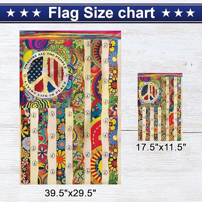 FLAGWIX Peace Hippie Flag - Decorations For Home, Outside, House Flag 30x40, People Living Life In Peace Hippie Flag - USA House Garden Flags - Decorative Outdoor Flags by GreenHaven Gardens