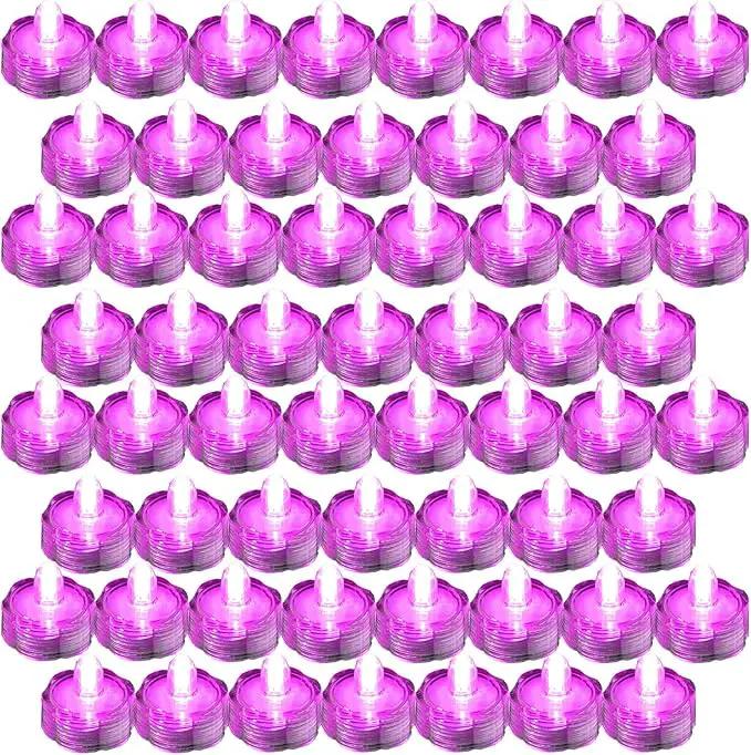 Bright LED Floral Tea Light Vase Submersible Lights for Party Wedding (Pink, 60 Pack) by GreenHaven Gardens