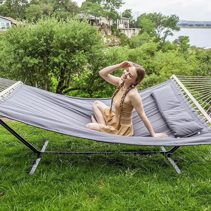 SUNCREAT 2 Person Hammock with Stand, Heavy Duty Portable Hammocks, 475 lbs Capacity, Dark Grey by GreenHaven Gardens