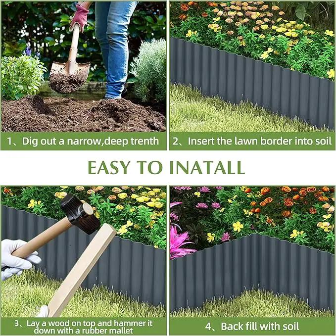 Metal Garden Edging Border, Corrugated Steel Landscaping, DIY for Lawn (Black, 10 Inch x 20FT) by GreenHaven Gardens