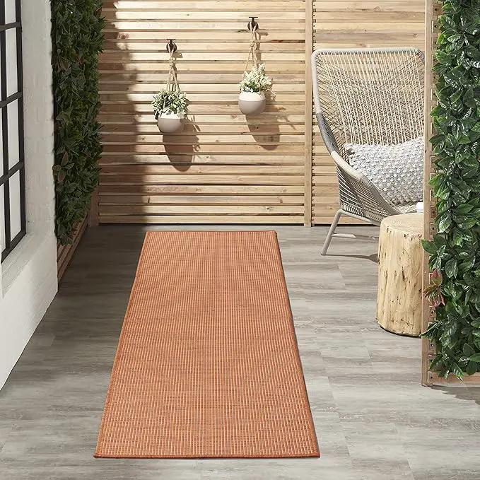 Nourison Positano Indoor/Outdoor Terracotta 2'2" x 8' Area Rug, Easy Cleaning, Non Shedding, Bed Room, Living Room, Dining Room, Backyard, Deck, Patio (2x8) by GreenHaven Gardens