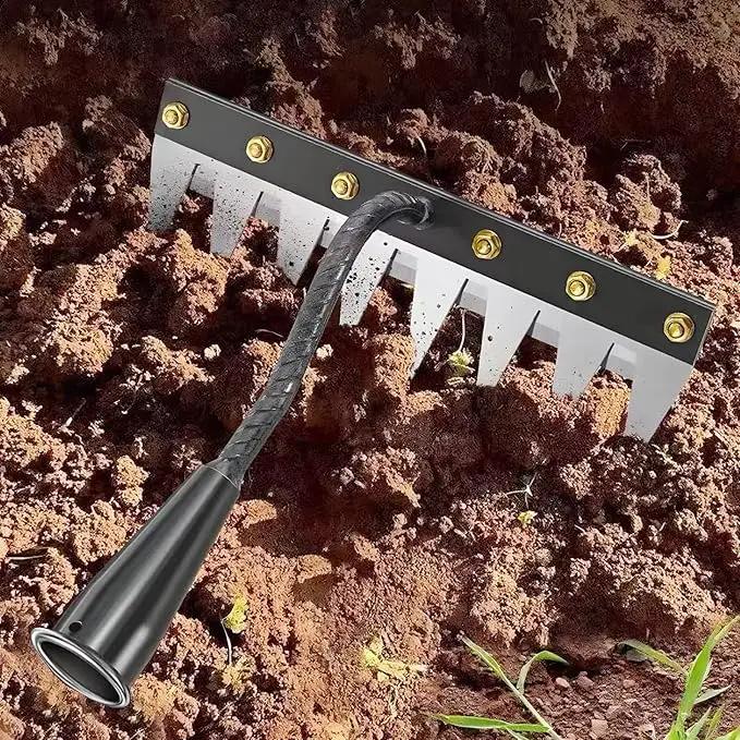 2 in 1 Iron Rake 2.0 for Gardening & Weeding,Multi-Tine Carbon Steel Garden Cultivator Rake | Weed Puller Tool & Uprooting Weeder for Gardenia | for Weeding, Cultivating, Lawn(No Handle Included) by GreenHaven Gardens