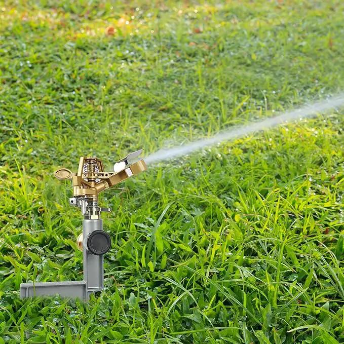 2 Pack Zinc Alloy Impact Sprinklers for Yard, Stainless Steel Pulsating Water Sprinkler Head on Spike Base, Adjustable Water Sprinklers for Large Area Patio Lawn Garden Irrigation by GreenHaven Gardens