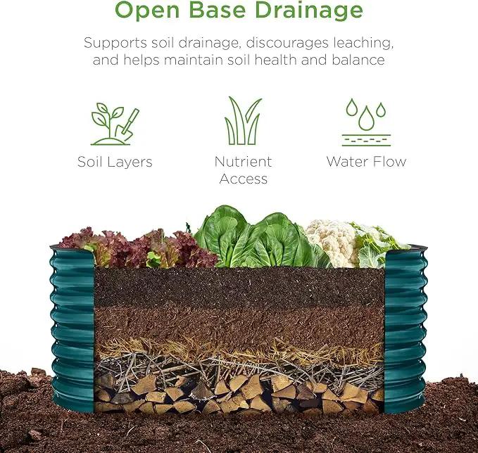 Best Choice Products 4x2x2ft Outdoor Metal Raised Garden Bed, Oval Deep Root Planter Box for Vegetables, Flowers, Herbs, and Succulents w/ 101 Gallon Capacity, Rubber Edge Guard - Peacock Blue by GreenHaven Gardens