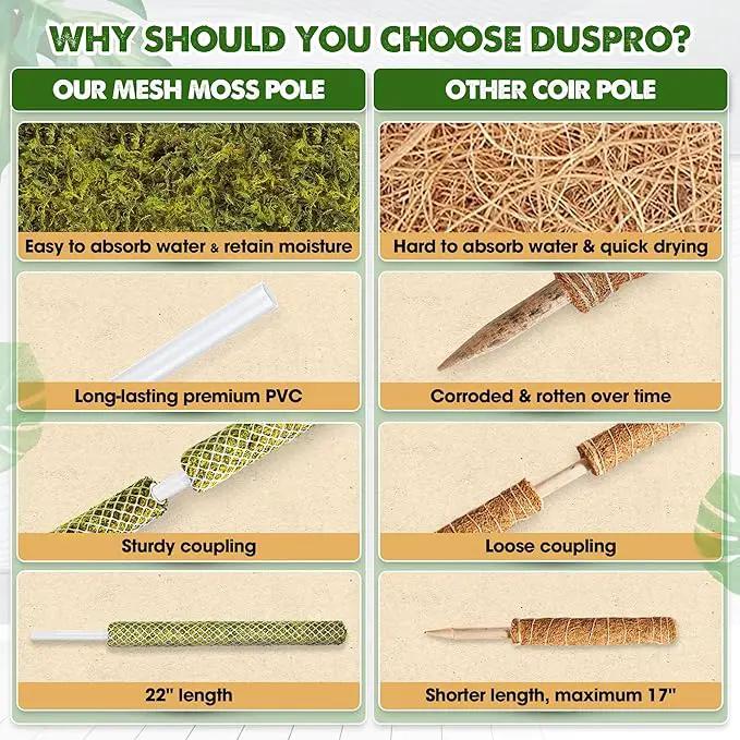 DUSPRO Stackable Mesh Moss Pole for Plants Monstera Potted Plant Stakes for Indoor Plants Extendable Plant Pole Moss Sticks for Plants Climbing Vine Supporting Monstera Trellis 4Pack 71'' by GreenHaven Gardens