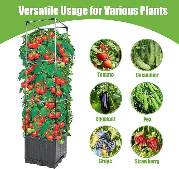 Sunnyglade 2 Pcs Raised Garden Bed Planter Box with Trellis, 44” Tomato Trellis Planter for Various Vine Climbing Plants Vegetables Detachable Frame for Outdoor Indoor Terrace by GreenHaven Gardens