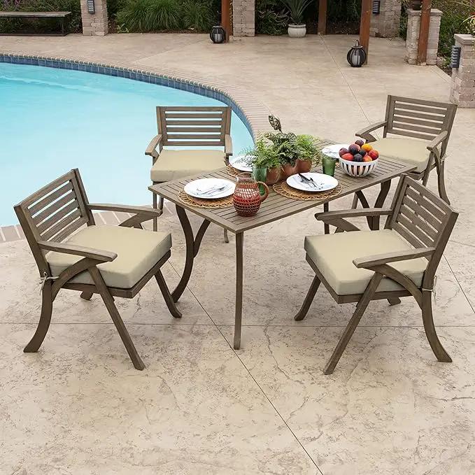 Arden Selections Outdoor Wicker Chair Cushion, 20 x 18, Rain-Proof, Fade Resistant 21 x 21, Tan Leala (Pack of 4) by GreenHaven Gardens