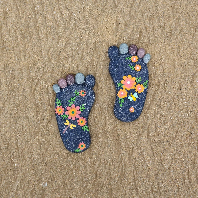 Stepping Stones Garden Decorative Stones for Patio, Deck, Garden or Sidewalk Home Decor Footprint Shaped Stepping Stones Set of 2 （Dark Grey） by GreenHaven Gardens