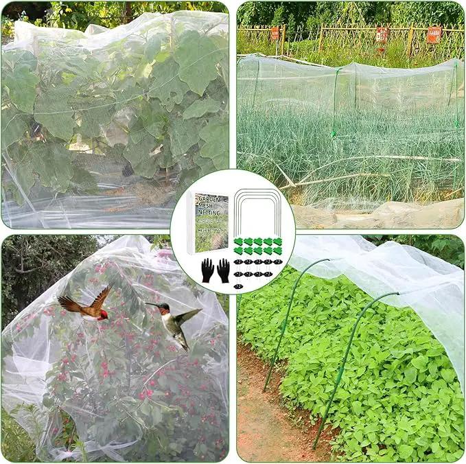 Garden Netting Mesh, 10X100 FT Garden Netting with 16 Cilps & Ultra Fine Mesh Net Bird Barrier Protection for Garden Vegetables Flowers Shrubs Fruit Trees Indoors & Outdoors Plant Beds Greenhouse by GreenHaven Gardens