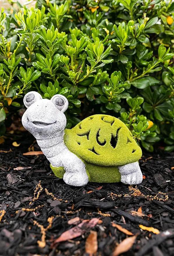 VP Home Lazy Turtle with Flocked Shell Solar Powered LED Outdoor Decor Garden Light - Great Addition for Your Garden, Solar Powered Light, Suitable for Outside Patio Lawn Gifts by GreenHaven Gardens