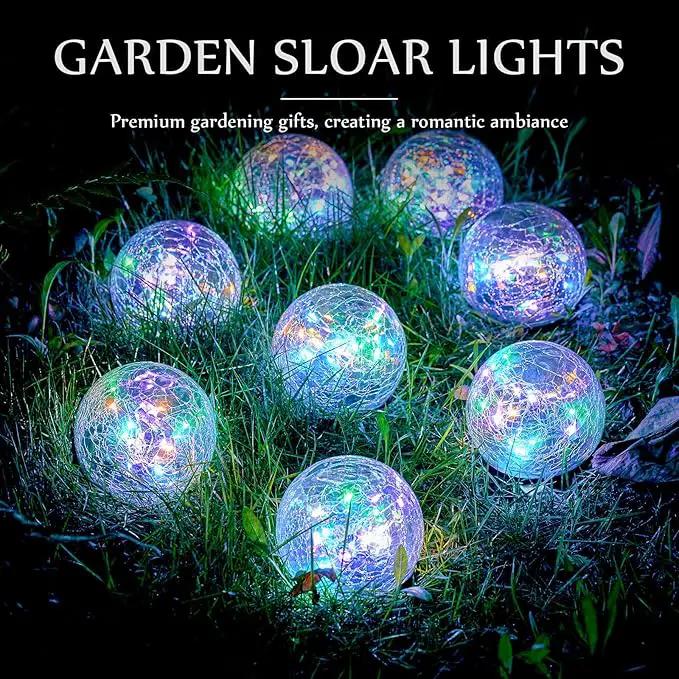 Honoson Decorative Solar Globe Lights Outdoor Waterproof LED Cracked Glass Ball Lights for Pathway, Walkway, Garden, Yard, Lawn Decoration(12 Pcs,3.9 Inch) by GreenHaven Gardens