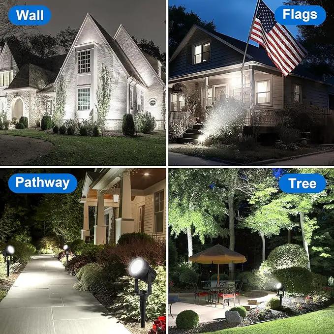 Solar Spot Lights Outdoor, 4-in-1 Solar Landscape Spotlight Waterproof 9.8ft Cable, 5W 3000mAh, Auto ON/Off Adjustable Solar Wall Lights for Yard, Ground, Garden, Pool, Lawn (Cold White) by GreenHaven Gardens