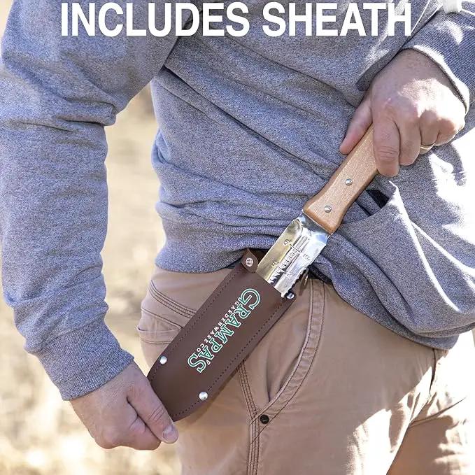 Grampa's Garden Knife - Versatile 7" Hori Hori Garden Knife With Straight & Serrated Steel Blade. Heavy-Duty Garden Hand Tool For Weeding, Digging or Planting. Includes Protective Sheath. by GreenHaven Gardens