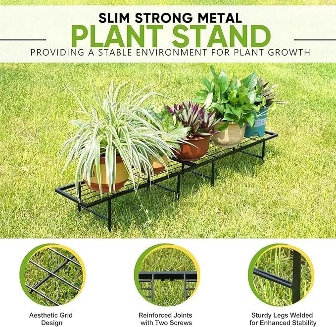 2 Pack Black Metal Plant Stands, Versatile for Indoors & Outdoors, Ideal Multi-Plant Display Rack for Windowsills, Patios, & Balconies by GreenHaven Gardens