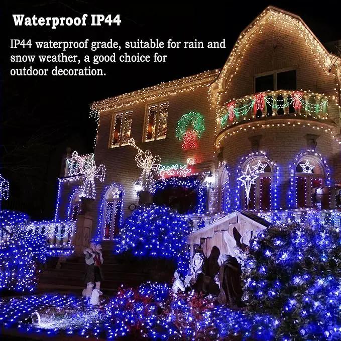 KNONEW 197FT 500 LED Christmas Lights Outdoor String Lights 8 Modes & Memory Fairy Light Plug in Waterproof LED String Lights for Xmas Yard Tree Wedding Party Holiday Decorations (Blue) by GreenHaven Gardens