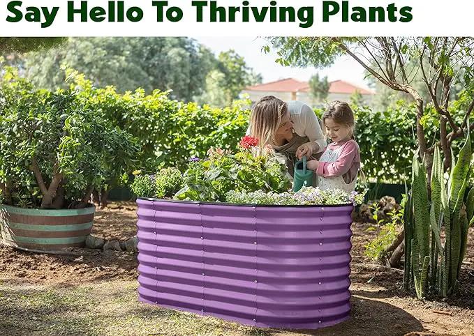 Galvanized Raised Garden Beds Outdoor // 4×2×2 ft Planter Raised Beds for Gardening, Vegetables, Flowers // Large Metal Garden Box (Purple) // Patented Tool-Free Design by GreenHaven Gardens