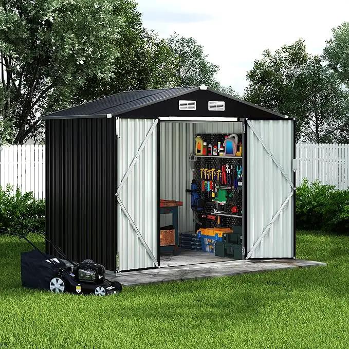 8x10 FT Metal Storage Sheds Outdoor, Metal Yard Sheds MetalGarden Shed Kit, MetalTool Shed with Lockable Door, Utility Buildings with Air Vent for Backyard Garden Patio Lawn by GreenHaven Gardens