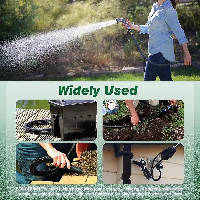 1" Dia. Corrugated Pond Tubing 1-Inch ID, 3.9 FT Length, Black PVC Kinkproof Strong Flex Tubing by GreenHaven Gardens
