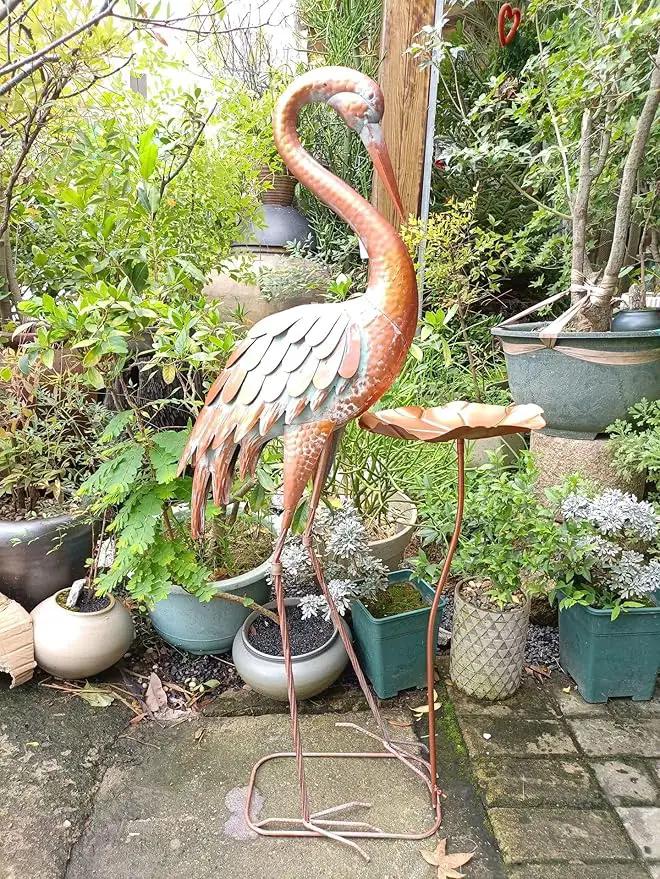 Crane Statue Metal Crane Sculpture Garden Decoration Metal Yard Art for Patio Lawn Backyard Outdoor Decoration by GreenHaven Gardens