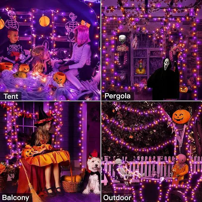 Ollny Halloween Outdoor String Lights - 60 FT 180 LED Orange and Purple Decorations, Waterproof Fairy Plug-in, 8 Modes and Timer for Party, Yard, Door, Christmas Decor by GreenHaven Gardens
