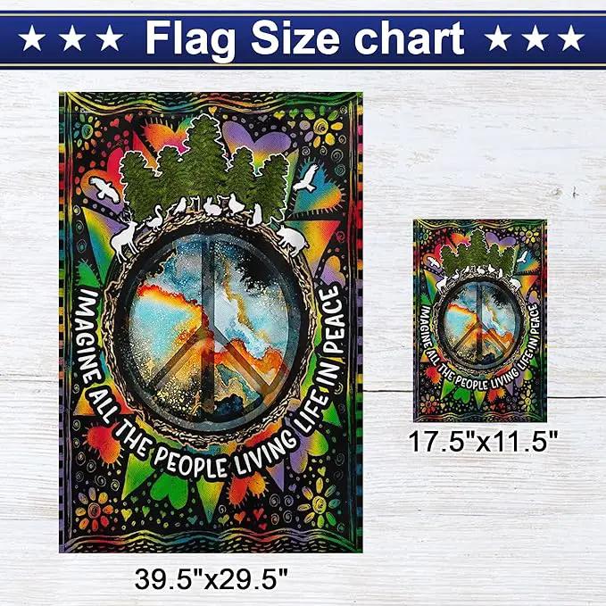 FLAGWIX All The People Living Life In Peace Hippie Flag - House Flag 30x40, Decorations For Home, Outside - Peace Sign, Boho, Hippie Decor, Double Sided, Heavy Duty Canvas Flag Indoor Outdoor by GreenHaven Gardens
