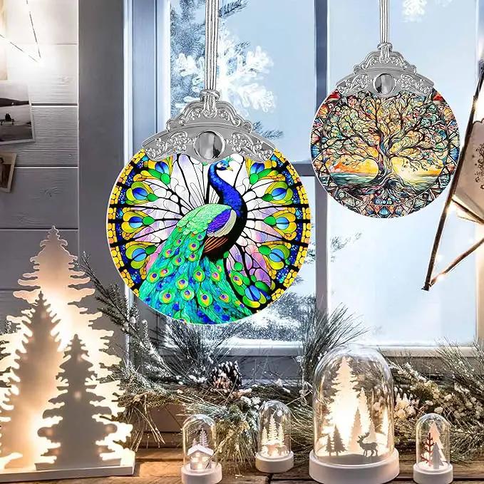 Stained Glass Suncatcher, Jocidea Peacock Ornament, Christmas Ornaments, Holidays Ornaments, Christmas Tree Decor, Peacock Decor for Home, Peacock Gifts by GreenHaven Gardens