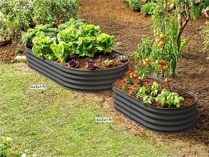 Galvanized Raised Garden Beds Outdoor // 6×3×1 ft (2-Pack) Planter Raised Beds for Gardening, Vegetables, Flowers // Large Metal Garden Box // Patented Tool-Free Design (Gray) by GreenHaven Gardens