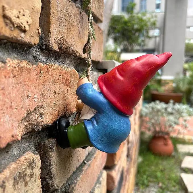 Hanging Gnome Garden Statue Decoration,Climbing Garden Gnomes Statue Figurine Ornament for Indoor Outdoor Home Garden Decor by GreenHaven Gardens