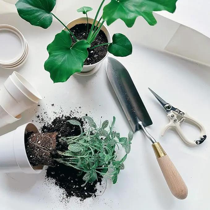 Plant Pruning Shears with Vegan Leather Sheath Garden Trimming Scissors with Belt Holster Bonsai Trimmers Herb Snips Flower Clippers Modern Tools 2 Piece Bundle (Cream Pruner Beige Sheath) by GreenHaven Gardens