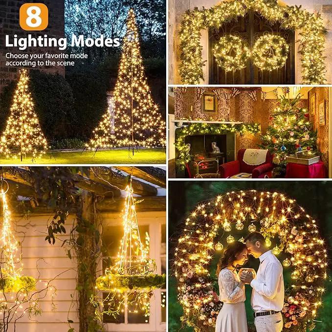 kolpop Solar Fairy Lights for Outside Waterproof, 3 Pack 96FT 240LED Solar Powered String Light Outdoor, 8 Modes Copper Wire Solar Twinkle Lighting for Tree Garden Yard Christmas(Warm White) by GreenHaven Gardens