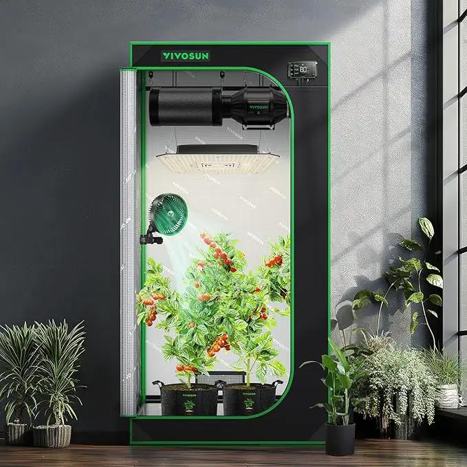 VIVOSUN S276 32"x32"x63" Grow Tent, High Reflective Mylar with Observation Window and Floor Tray for Hydroponics Indoor Plant for VS1500 by GreenHaven Gardens