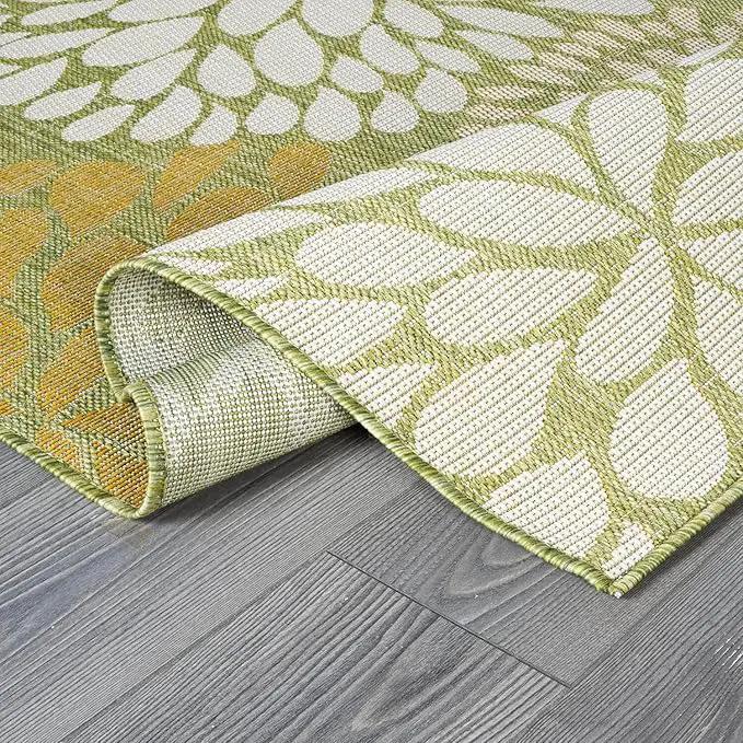 Beverly Rug Outdoor Rug 6x9 Modern Exotic Tropical Leaf Area Rugs for Indoor and Outdoor Patio Deck Porch Garden Water Resistant Washable Outside Carpet (6 x 9 Green) by GreenHaven Gardens