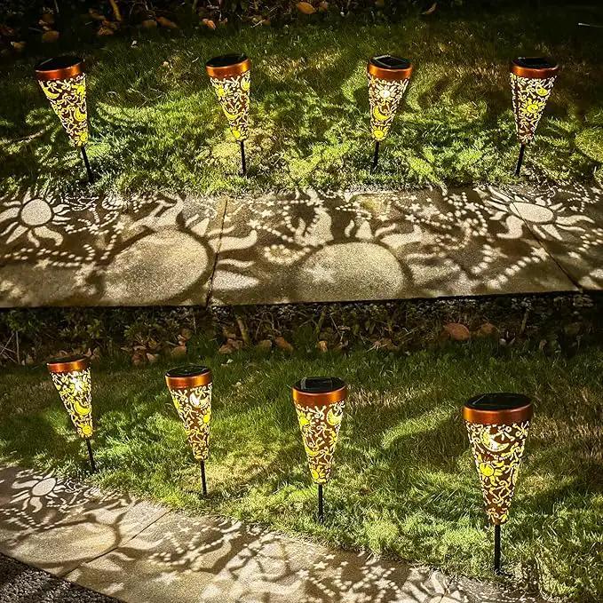 DIBIEECN 4 Pack Sun and Moon Solar Garden Pathway Lights Outdoor,Metal Garden Decorations Outdoor Lights with Patterns and Warm Light,Waterproof Landscape Lighting for Path Patio Backyard Yard by GreenHaven Gardens