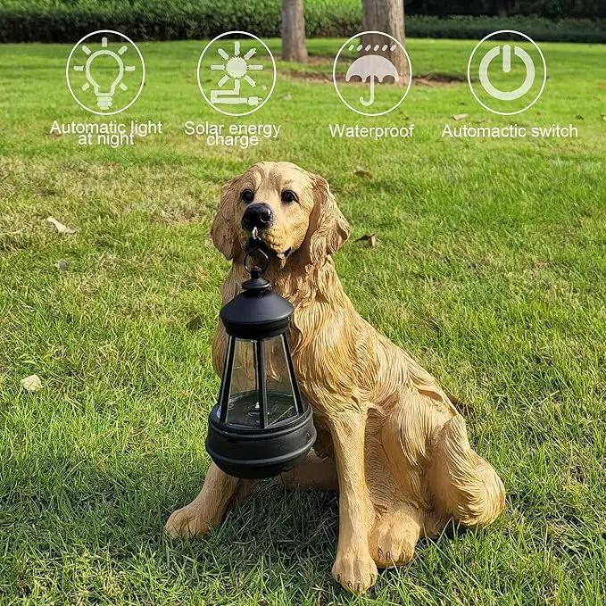 NASKY The Resin Handicraft Solar - Powered Hanging Lamp in The Shape of A Simulated Puppy of The Courtyard is Suitable for Places Such As Courtyards, Gardens and Balconies (Golden Hair) by GreenHaven Gardens