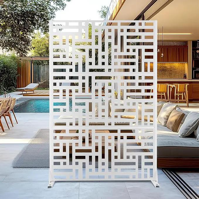Outdoor Privacy Screen,72" H×47" W Metal Privacy Screen, Freestanding Privacy Fence Panels for Patio by GreenHaven Gardens