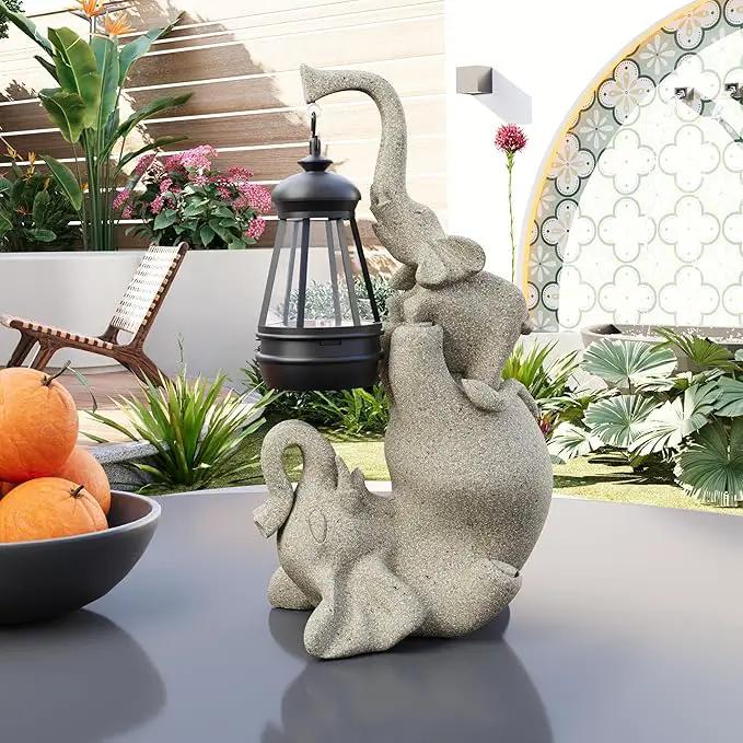 Solar Garden Statue 10 Inch Elephant Decor for Outside Yard Decoration Outdoor Unique Housewarming Gardening Birthday Gifts for Women Grandma by GreenHaven Gardens