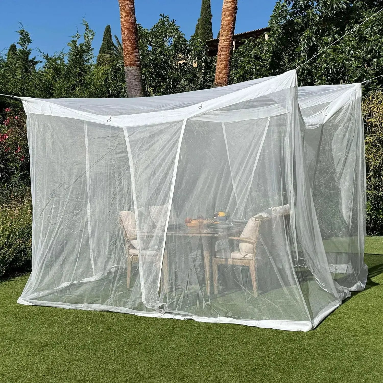Mosquito Net for Patio 11.5 x 8.2 FT | Very Large Sizes & Fabric Designed for Outdoors | Insect House Screen Netting for Gazebo, Porch & Garden Terrace | White Outside Canopy Bug Protection by GreenHaven Gardens