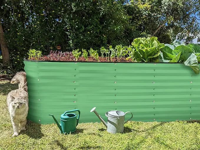 Galvanized Raised Garden Beds Outdoor // 6×2×2 ft Planter Raised Beds for Gardening, Vegetables, Flowers // Large Metal Garden Box (Light Green) // Patented Tool-Free Design by GreenHaven Gardens