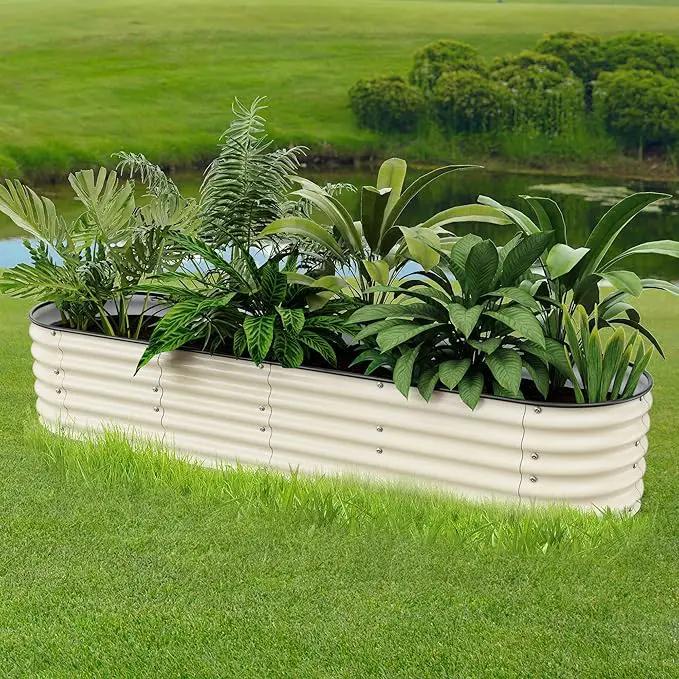8 X 2 X 1.4Ft Raised Garden Beds Kits, Galvanized Raised Garden Beds Outdoor Planter Box for Vegetables, Gardening, Flowers, Fruits etc(Ivory) by GreenHaven Gardens