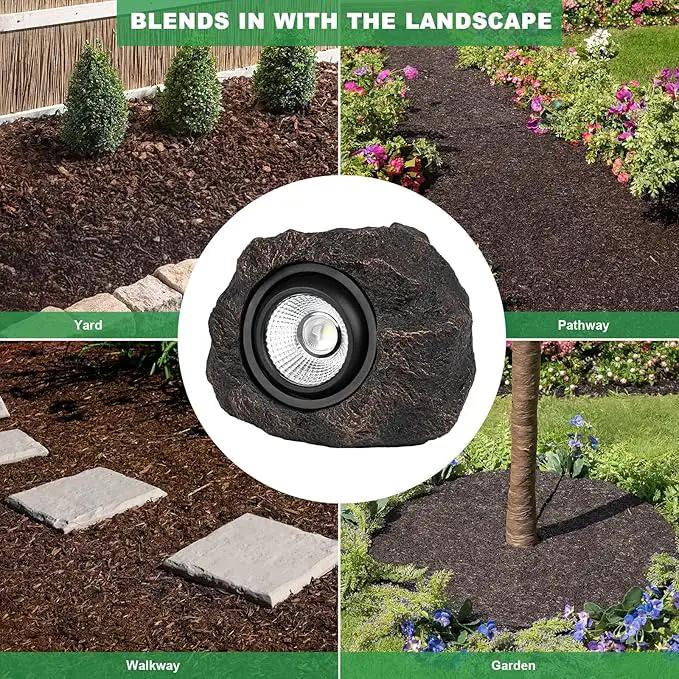 Solar Rock Lights, 4 Pack Solar Powered Waterproof LED Spotlights Decorative for Outdoor Garden, Pathway, Walkway, Yard, Landscape, Patio by GreenHaven Gardens
